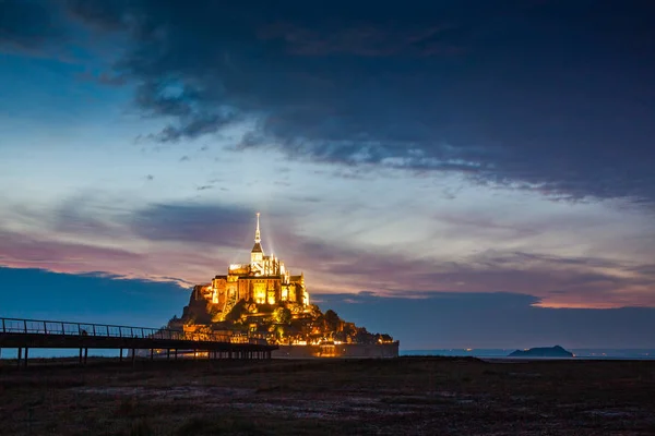 Tidelands z Mont Saint-Michel, kanał angielski, droga św ja — Zdjęcie stockowe