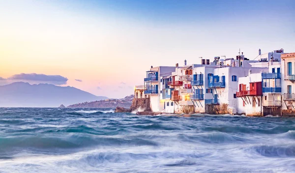 Little Venice at Sunset, Mykonos, Griekenland-luxe reizen destiat — Stockfoto