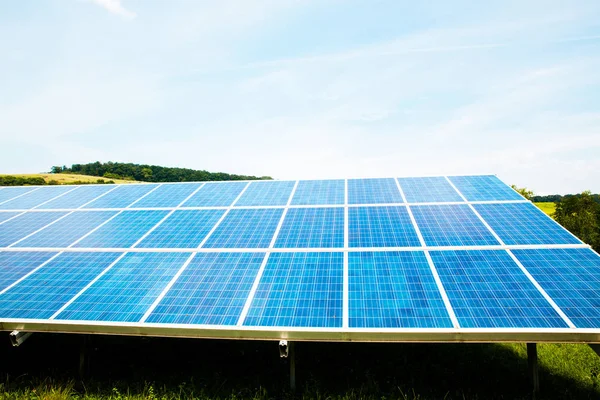 solar panels with the sunny sky. Blue solar panels. background o