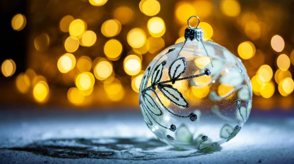 Decorazione di Natale è neve luci festive e spazio copia — Foto Stock