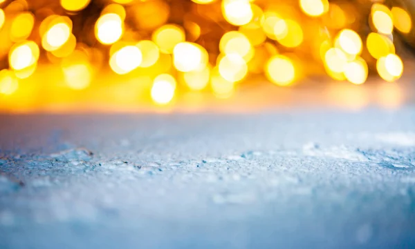 Neve e natal luzes fundo — Fotografia de Stock