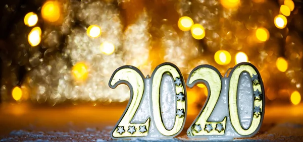 2020 and festive lights background - New Year — Stock Photo, Image