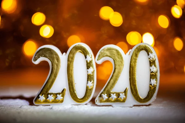 2020 e luci festive sfondo - Capodanno — Foto Stock