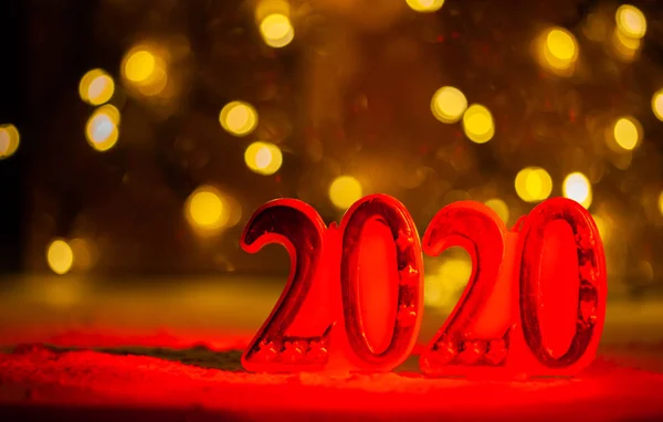 2020 dan latar belakang lampu meriah Tahun Baru — Stok Foto