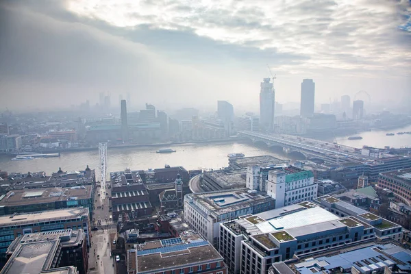 Rooftop view over London on a foggy day from St Paul's cathedral — Stock Photo, Image