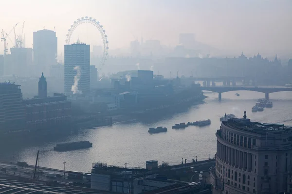 Rooftop view over London on a foggy day from St Paul's cathedral — Stock Photo, Image