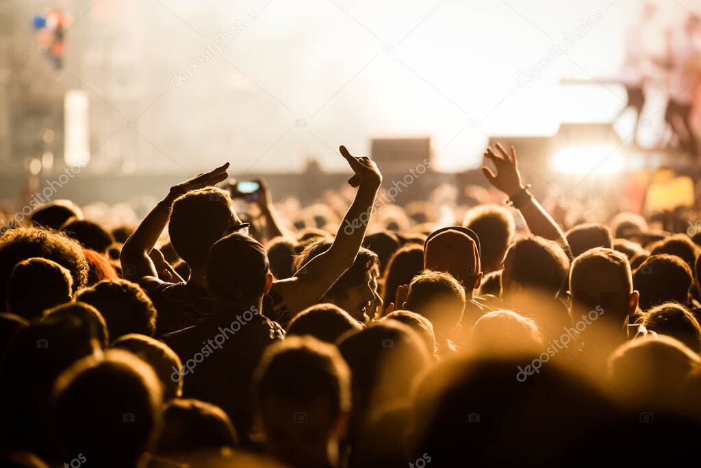Crowd at concert summer  music festival