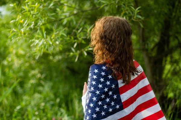 Woman Holding Flag Independence Day — Stock Photo, Image