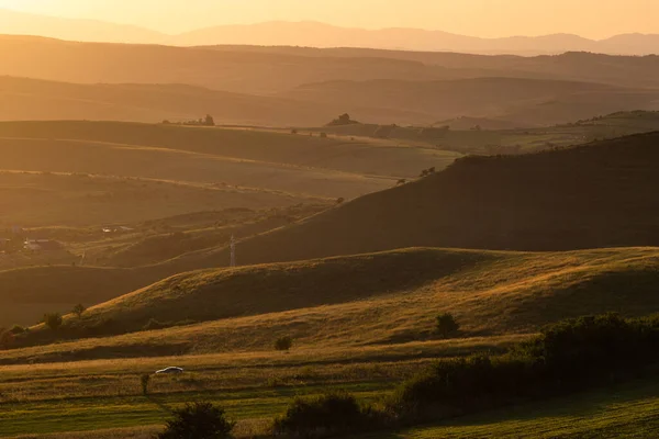 Collines Vallonnées Automne Coucher Soleil Fond Nature — Photo