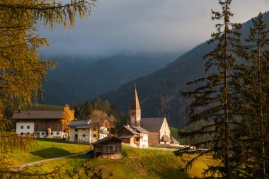 Alpe de Siusi Sud Tyrol İtalya 'da sonbahar manzarası