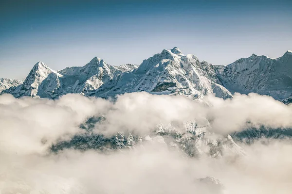 Csodálatos Havas Csúcsok Svájci Alpokban Jungfrau Régió Schilthorn — Stock Fotó