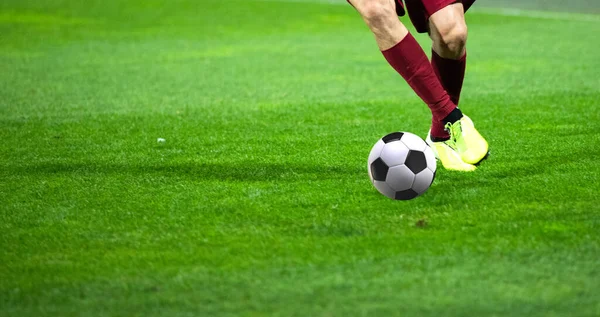 Soccer Game Background Player Kicking Football — Stock Photo, Image