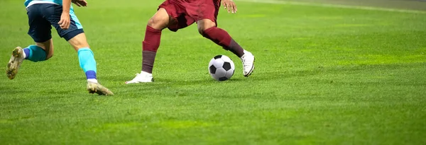 Soccer Game Background Player Kicking Football — Stock Photo, Image
