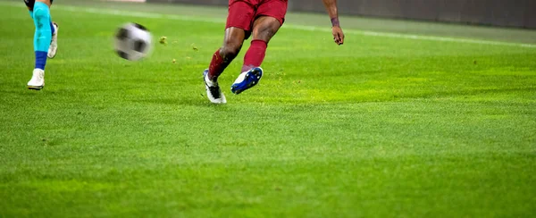 Banner Soccer Game Players Fighting Football — Stock Photo, Image