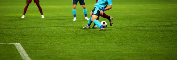 Banner Von Fußballspielern Die Für Den Fußball Kämpfen — Stockfoto