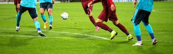 Bandiera Giocatori Gioco Calcio Che Lottano Calcio — Foto Stock