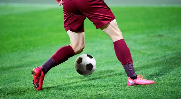 Banner Soccer Game Players Fighting Football — Stock Photo, Image