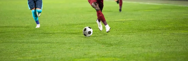 Banner Jogadores Futebol Que Lutam Pelo Futebol — Fotografia de Stock