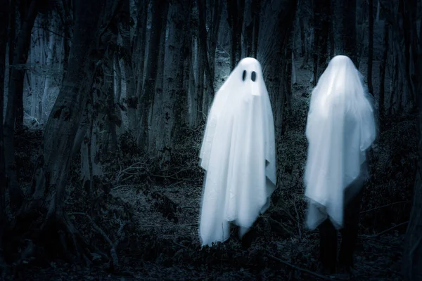 Fantasma Uma Floresta Escura Halloween Fundo — Fotografia de Stock