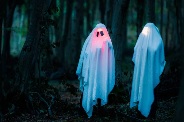 Fantôme Dans Une Forêt Sombre Halloween Fond — Photo