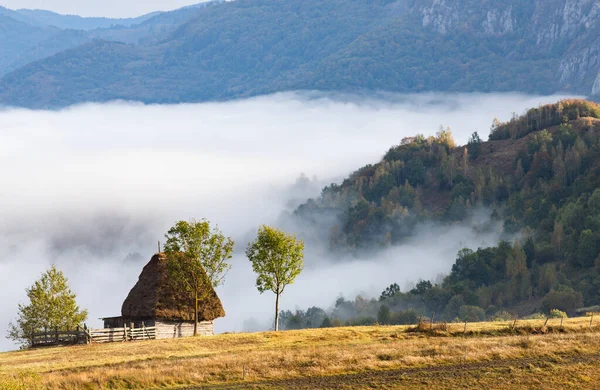 Romênia Rural Bela Paisagem Matinal Nebulosa Nas Montanhas Apuseni — Fotografia de Stock