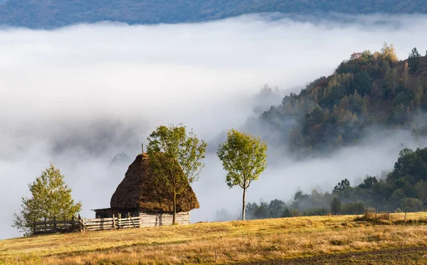 Rurale Romania Bellissimo Paesaggio Nebbioso Mattina Apuseni Montagne — Foto Stock