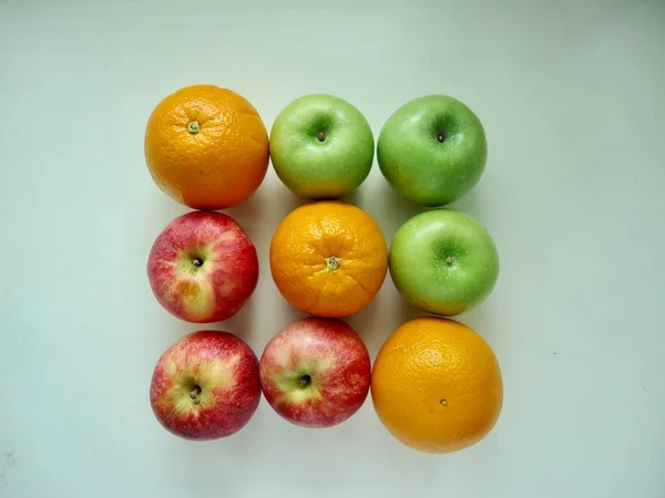 Grupo Frutas Manzana Naranja —  Fotos de Stock