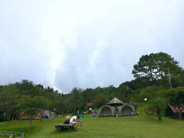 Camping in jungle, have happiness and relaxing time