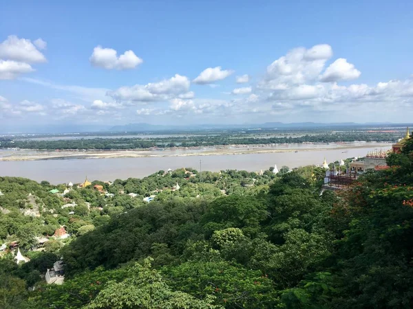 Tájkép Pont Mandalay Hill Látható Sok Kis Pagodák Mandalay Város — Stock Fotó