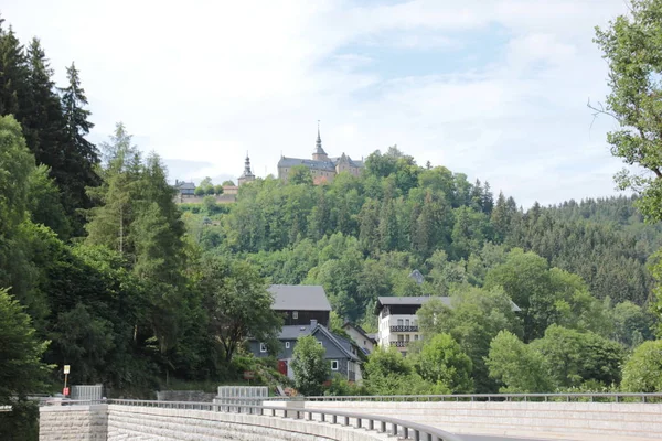 Castle Lauenstein in the Franconian Forest / Bavaria.Medieval hilltop castle at 550 m above sea level. NN above the Upper Franconian village Lauenstein