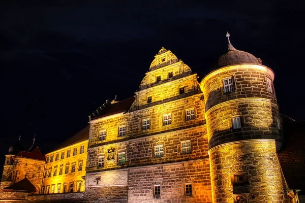 Burg Rosenberg Turm Lichtevent Zum Wohlfühlen Entdecken Amazement Einbruch Der — Stockfoto