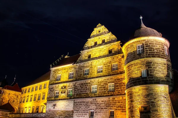Burg Rosenberg Turm Lichtereignis Zum Wohlfühlen Entdecken Amazement Einbruch Der — Stockfoto