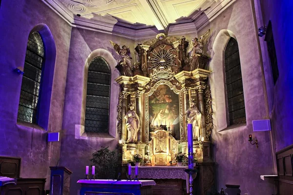 Chiesa Illuminata Festival Della Luce Chiesa Sempre Stata Punto Focale — Foto Stock