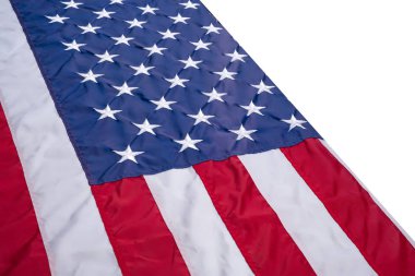 Düz beyaz arka plan, kopya alanı üzerinde Amerikan bayrağı