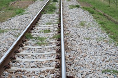 çim alan ile taş ve Demiryolu rayları