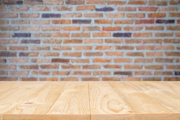 Empty Wooden Table Space Platform Blurred Coffee Shop Working Meeting — Stock Photo, Image