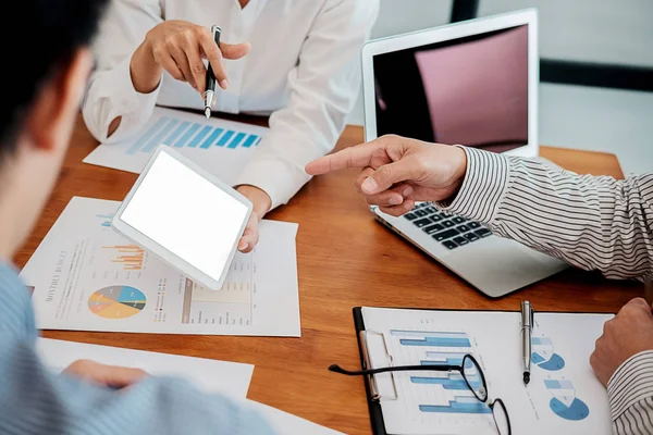 Socios Start Están Trabajando Ropa Casual Discutiendo Las Ideas Para — Foto de Stock