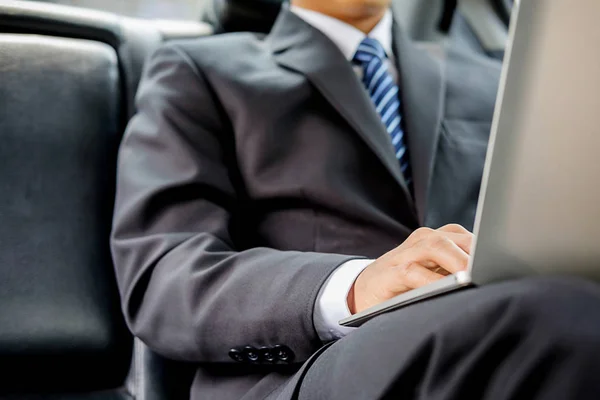 Successful Businessman Sitting Back Seat Car — Stock Photo, Image