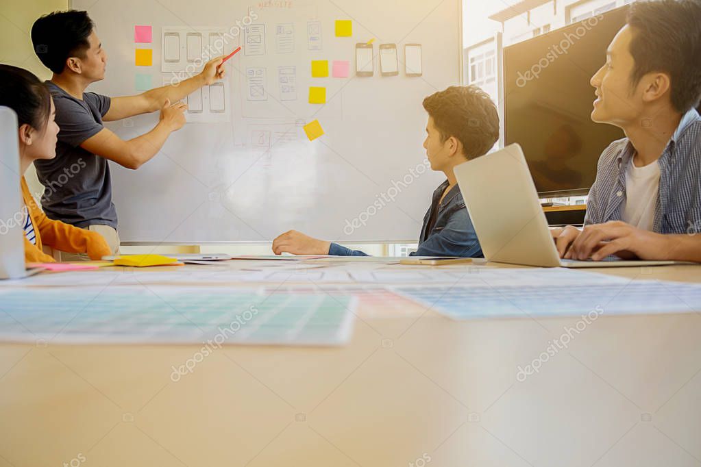 Designer drawing Web template layout development responsive branding Concept