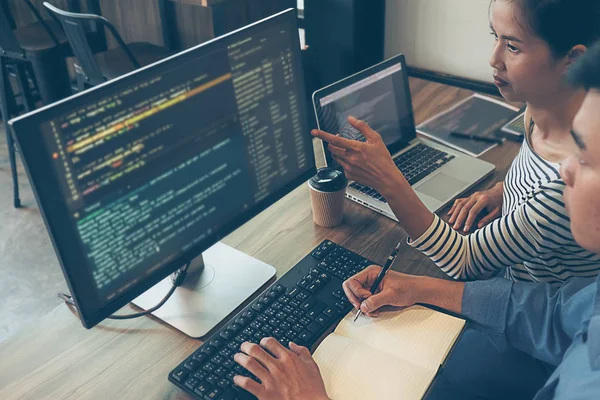 Programmers Working Software Development Coding Technologies — Stock Photo, Image