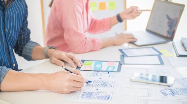 Uygulama planlaması ve şablon düzeni, cep telefonu için çerçeve geliştirme yaratıcı Web Tasarımcısı. Kullanıcı deneyimi (Ux) kavramı.