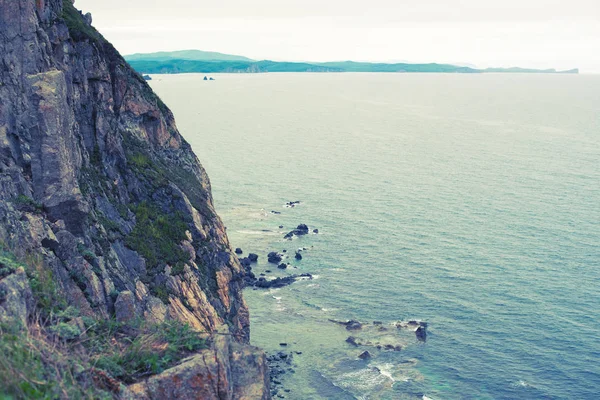 Toning Seascape Manhã Alvorecer Horizonte Mar Costa Bay Colina Mar — Fotografia de Stock