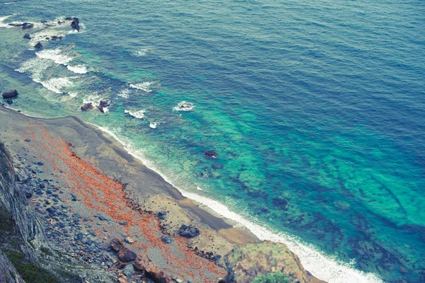 Doğa Plaj Deniz Manzara Mavi Deniz Güzel Bay Kıyı Şeridi — Stok fotoğraf