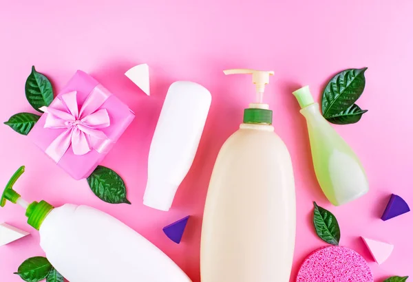 Καλλυντικά Συσκευασία Πλαστικό Μπουκάλι Σαμπουάν Κρέμα Ντους Πηκτής Γάλα Πράσινο — Φωτογραφία Αρχείου