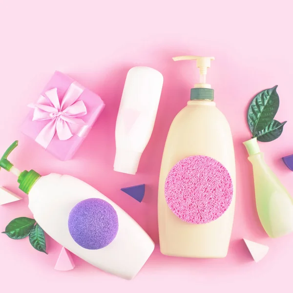 Καλλυντικά Συσκευασία Πλαστικό Μπουκάλι Σαμπουάν Κρέμα Ντους Πηκτής Γάλα Πράσινο — Φωτογραφία Αρχείου