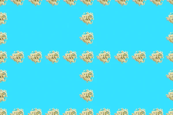 Квітковий Візерунок Серії Хризантем Синьому Фоні Вид Зверху Плоска Рамка — стокове фото
