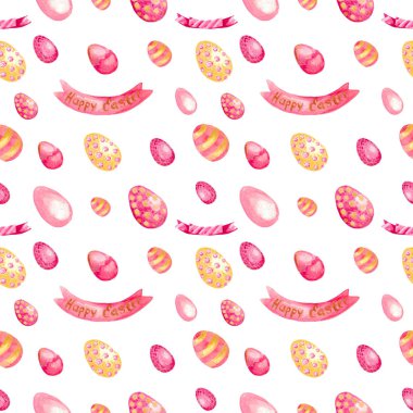 Seamless modeli dekoratif Paskalya yumurta şube beyaz arka plan üzerinde