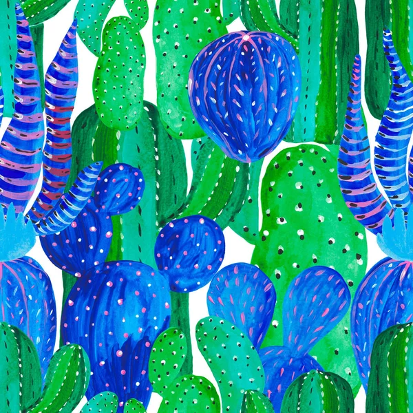Χωρίς ραφές μοτίβο ζωγραφισμένα στο χέρι Σύνολο διακοσμητικών κάκτων σε στυλ φαντασίας σύνολο ανθοειδών φυτών — Φωτογραφία Αρχείου