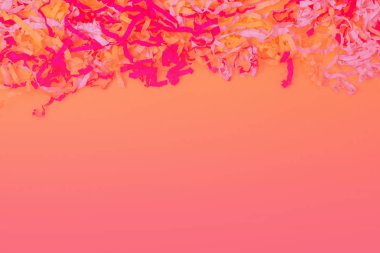 Canlı mercan arka plan üzerinde renkli kağıt Sürrealizm dekoratif soyut arka plan