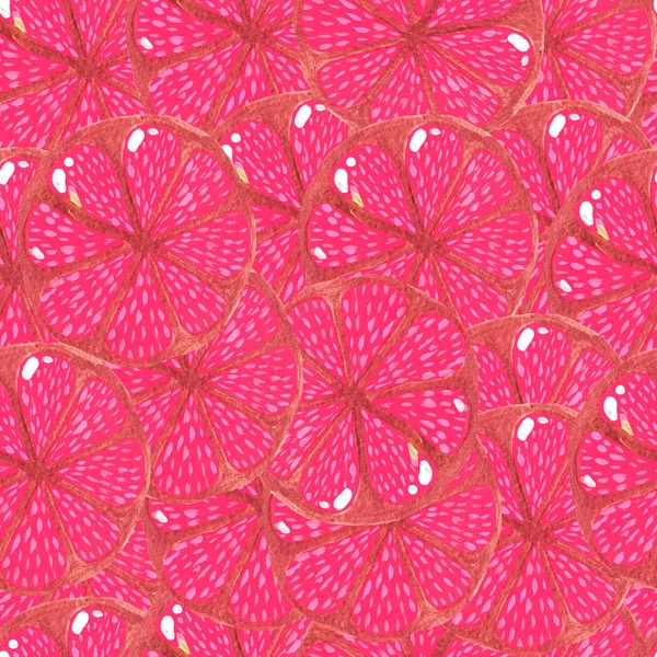 Illustratie van hand getekende naadloze patroon Citrus grapefruit achtergrond textuur acryl gouache — Stockfoto